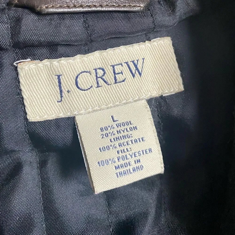 J Crew Coat Snap Down Wool Nylon Winter Lined Pockets Professional Mens Sz Large